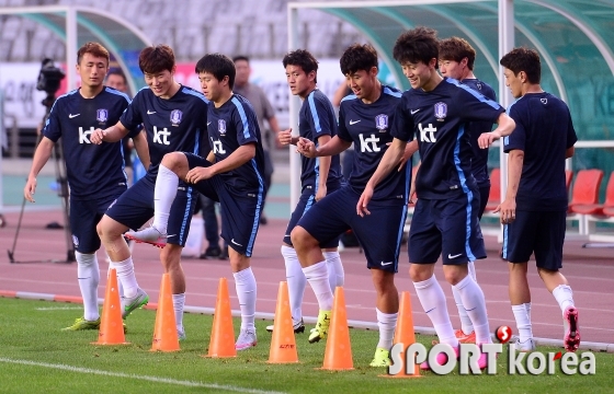 라오스전을 앞둔 축구대표팀 훈련