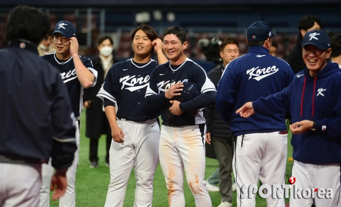 마지막 연습 경기 마친 WBC 한국대표팀