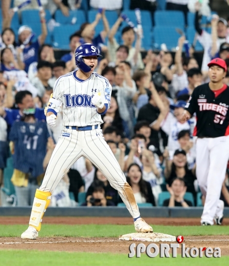 삼성 김현준, 2타점 3루타의 환호!